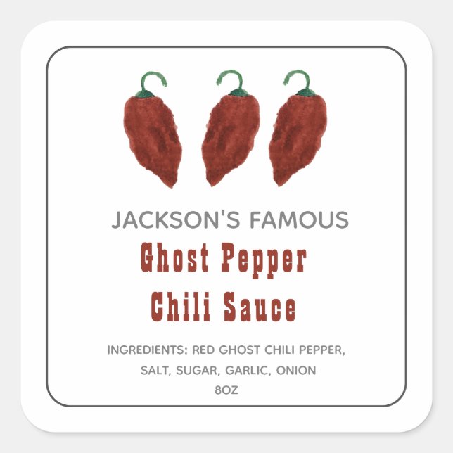 Homemade Hot Sauce Ghost Pepper Chilli Sauce Label (Front)