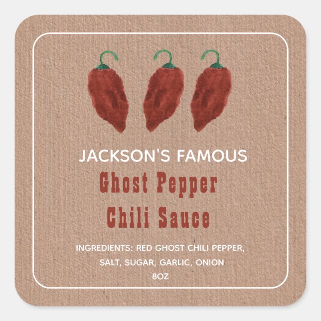Homemade Hot Sauce Ghost Pepper Chilli Sauce Label (Front)
