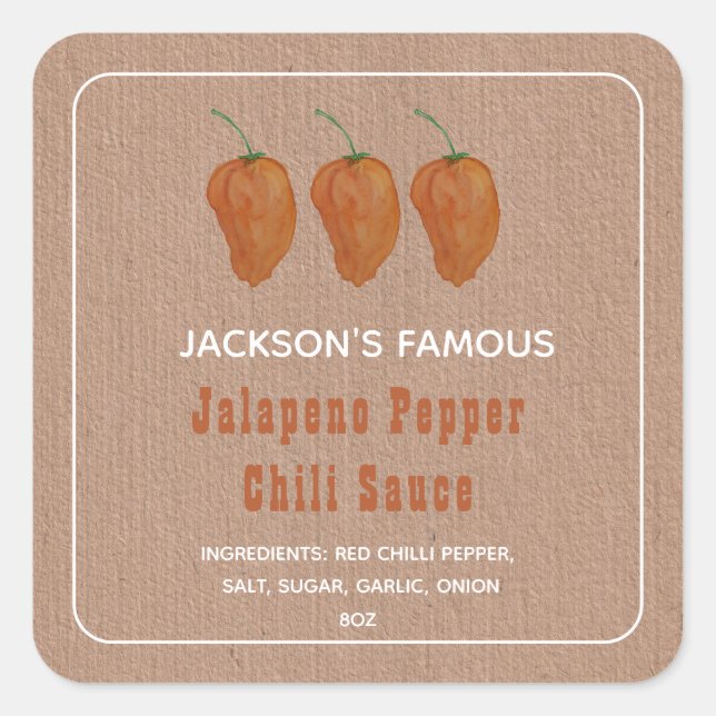 Homemade Hot Sauce Jalapen Pepper Chilli Sauce  Square Sticker (Front)