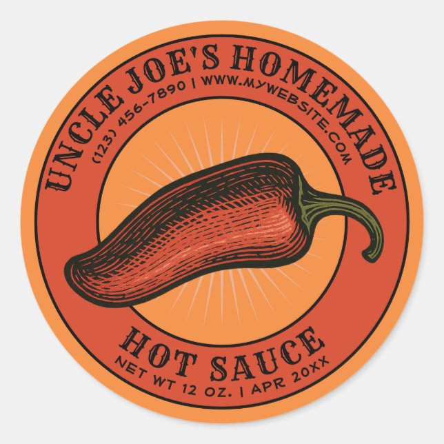Homemade Hot Sauce Jalapeno Label Template (Front)