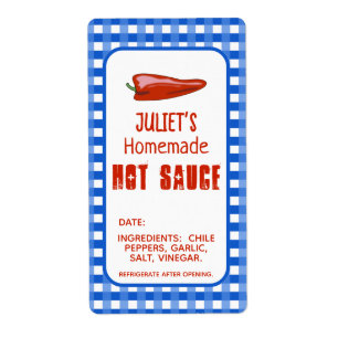 Homemade Hot Sauce Your Name Blue Checks Custom