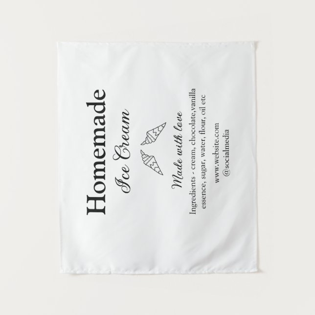 Homemade ice cream add ingredients made with love  tapestry (Front)