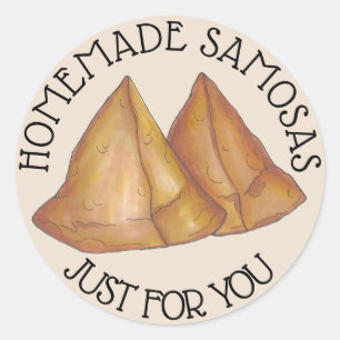 Homemade Indian Food Samosas Baked Made By Classic Round Sticker