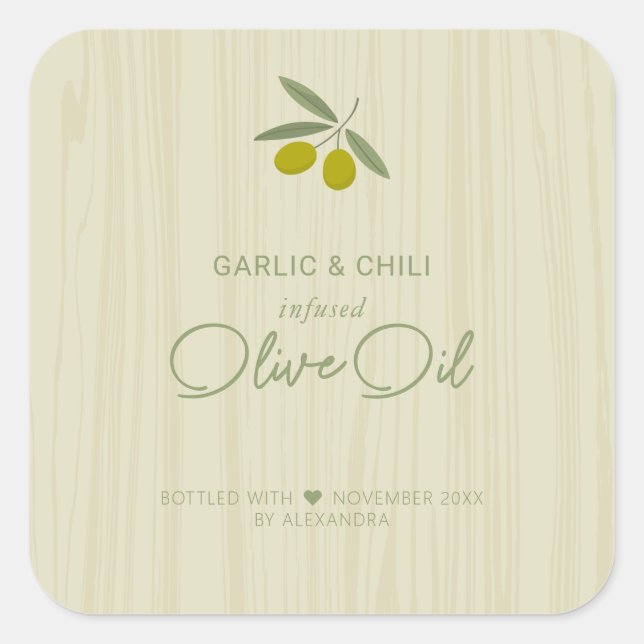 Homemade Infused Olive Oil  Square Sticker (Front)