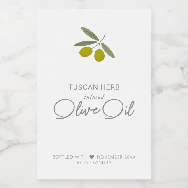 Homemade Infused Olive Oil Wine Label (Single Label)