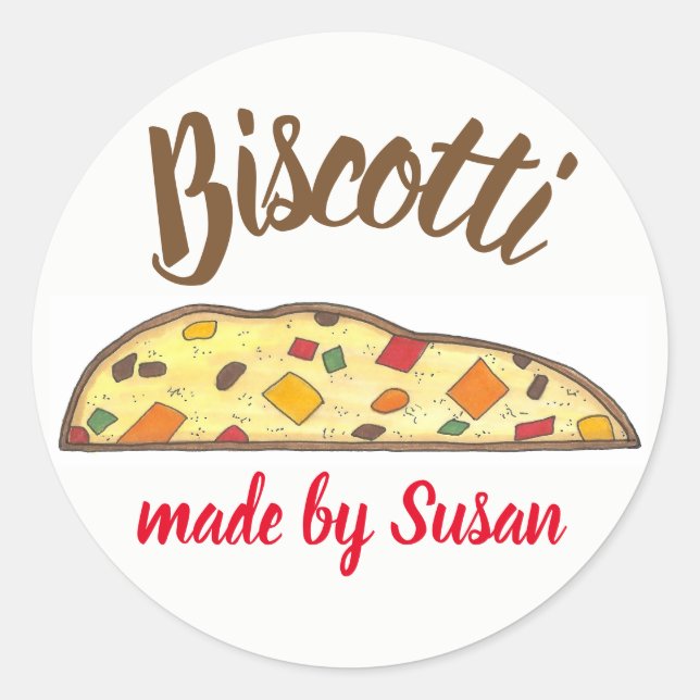 Homemade Italian Biscotti Personalised Baked By Classic Round Sticker (Front)