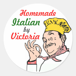 Homemade Italian Chef-Personalise It! Classic Round Sticker