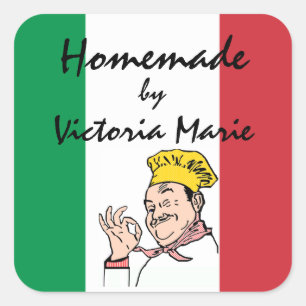 Homemade Italian Food Personalised Square Sticker