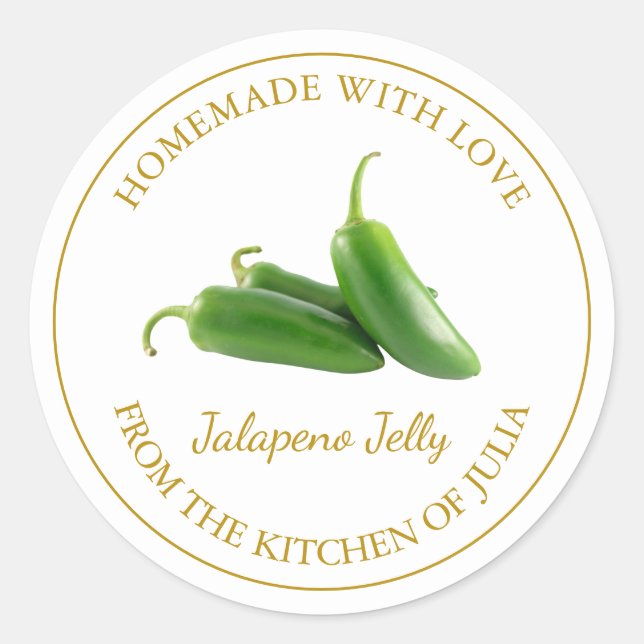 Homemade Jalapeno Jelly Label | White (Front)