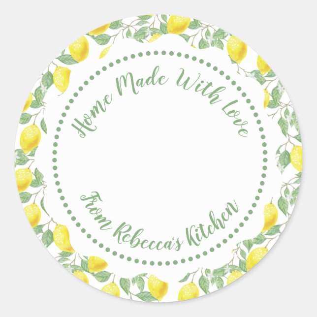 Homemade Jam Canning Label |Lemon Pattern (Front)