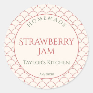 Homemade Jam Jar Cottage Red Green Scallop Label