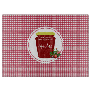 Homemade Jam Red and White Gingham Cottagecore Cutting Board