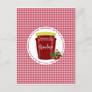 Homemade Jam Red and White Gingham Cottagecore Postcard