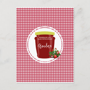 Homemade Jam Red and White Gingham Editable Postcard