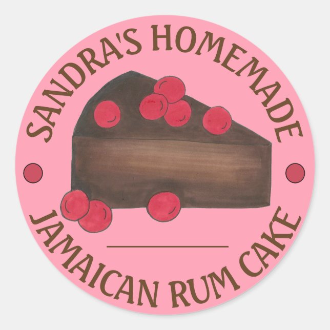 Homemade Jamaican Rum Cake Slice Baked By Classic Round Sticker (Front)