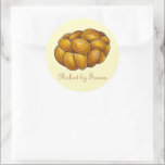 Homemade Jewish Challah Bread Loaf Baked By Classic Round Sticker<br><div class="desc">Stickers feature an original challah bread illustration. Simply personalise with the baker's name,  and let everyone know that your creations have been baked with love!

Don't see what you're looking for? Need help with customisation? Contact Rebecca to have something designed just for you.</div>