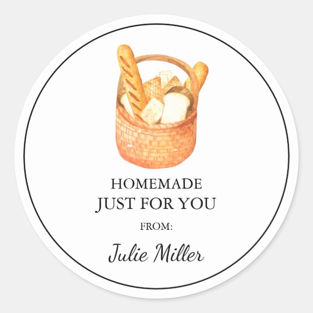 Homemade just for you bread label (Front)