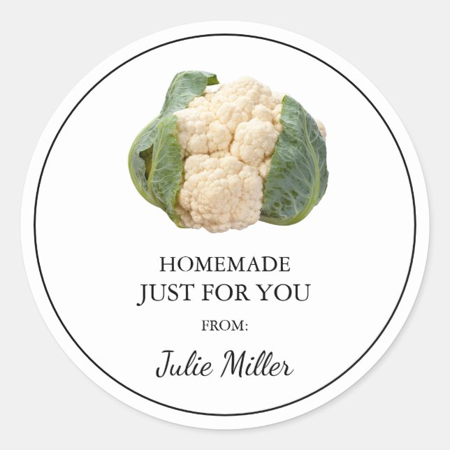 Homemade just for you cauliflower label (Front)