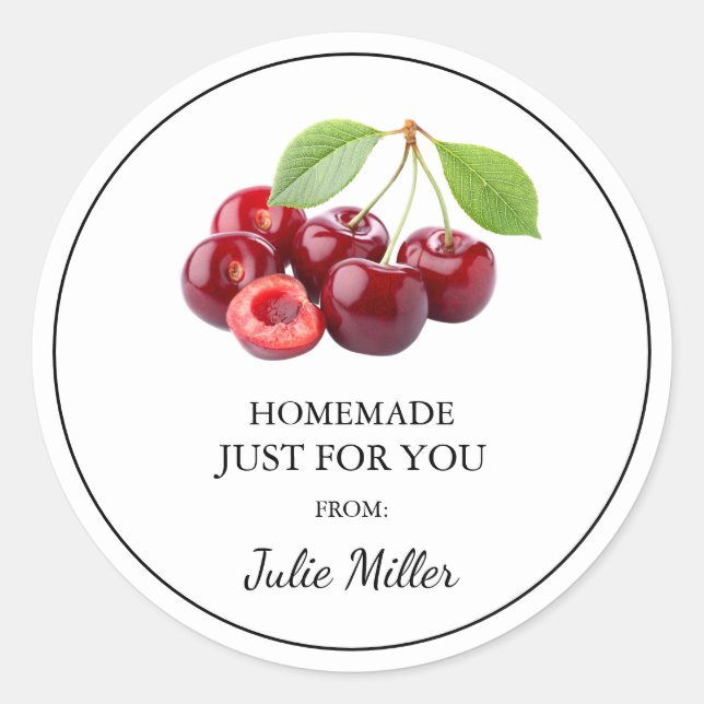 Homemade just for you cherry label (Front)
