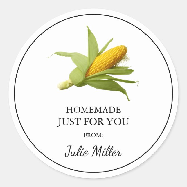 Homemade just for you corn label (Front)