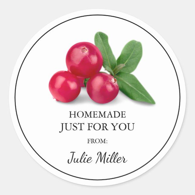 Homemade just for you cranberry label (Front)
