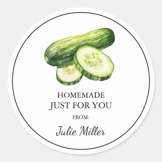 Homemade just for you cucumber label (Front)