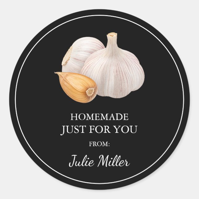 Homemade just for you garlic label (Front)