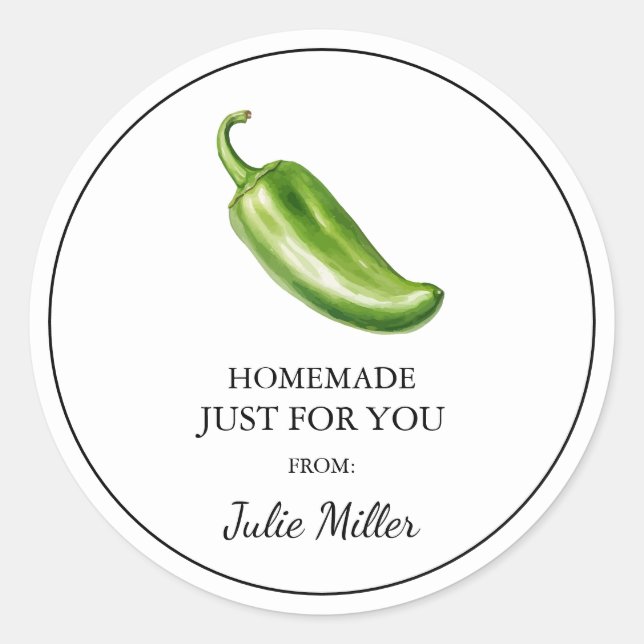 Homemade just for you jalapeno label (Front)