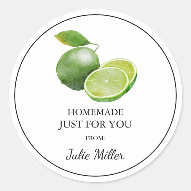 Homemade just for you lime label (Front)