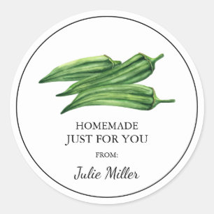 Homemade just for you okra label