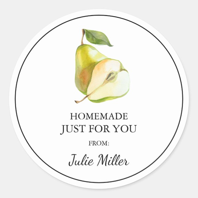 Homemade just for you pear label (Front)