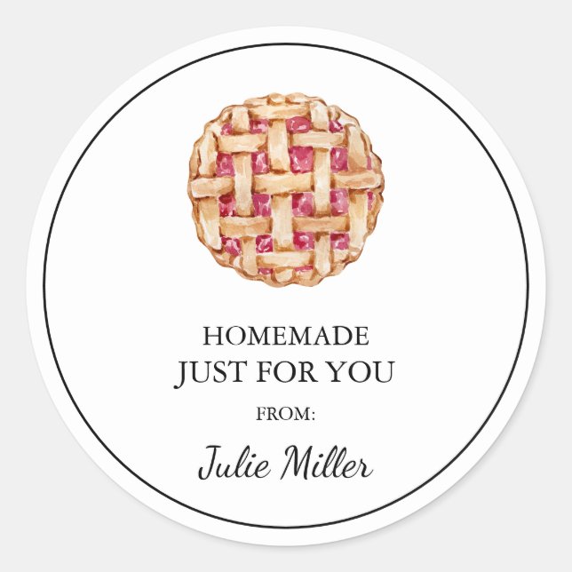 Homemade just for you pie label (Front)