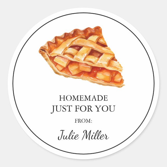 Homemade just for you pie label (Front)