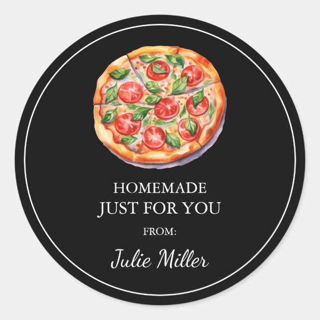 Homemade just for you pizza label (Front)