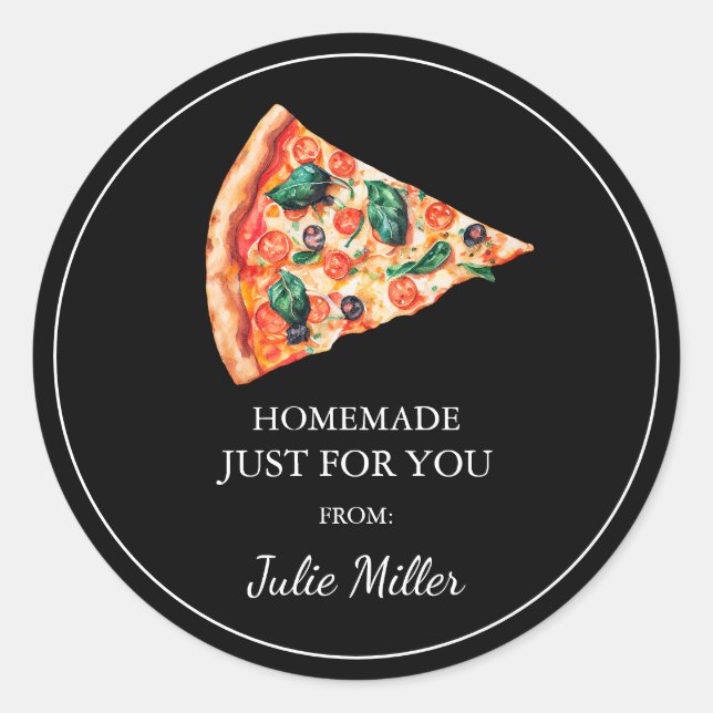 Homemade just for you pizza label (Front)