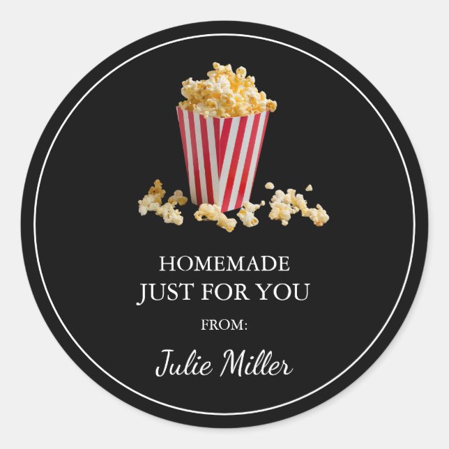 Homemade just for you popcorn label (Front)