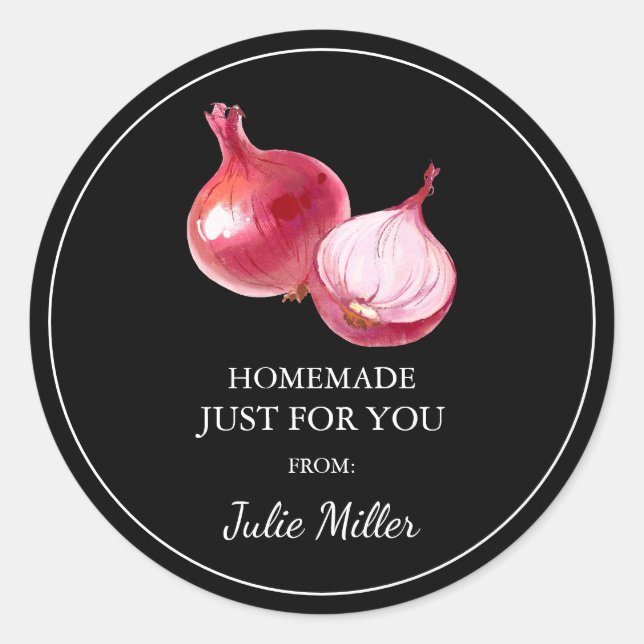 Homemade just for you red onion label (Front)