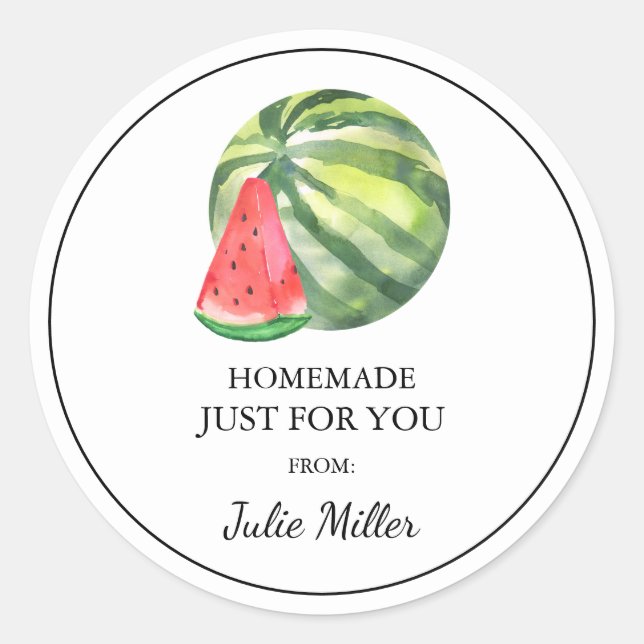 Homemade just for you watermelon label (Front)