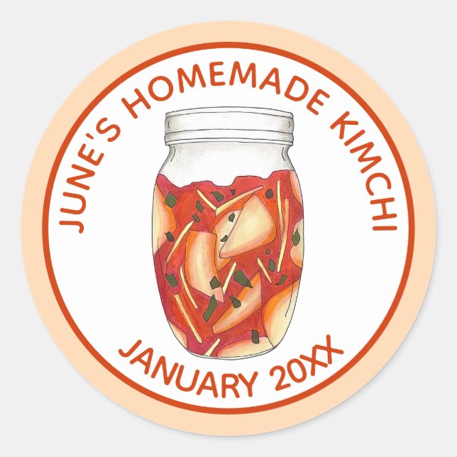 Homemade Kimchi Fermented Cabbage Korean Food Classic Round Sticker (Front)