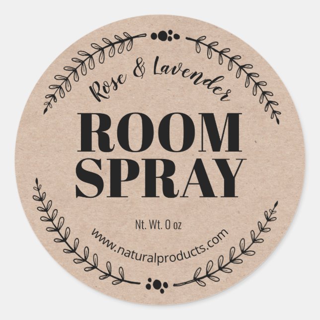 Homemade Kraft Air Freshener Room Spray Labels (Front)