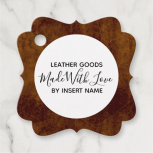 Homemade leather rawhide made with love favour tags
