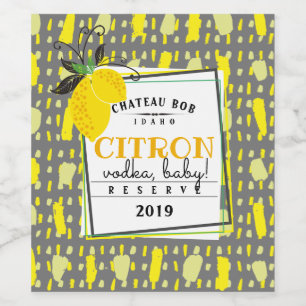 Homemade lemon citrus wine personalised wine label