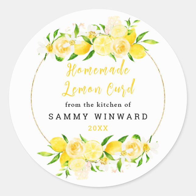 Homemade Lemon Curd Canning Label (Front)