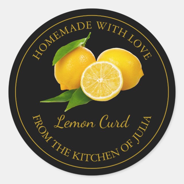 Homemade Lemon Curd Label | Black (Front)