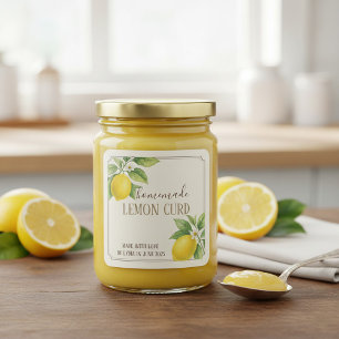 Homemade Lemon Curd Label with Watercolor Lemons