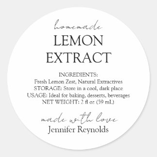 Homemade Lemon Extract Instructions Classic Round Sticker