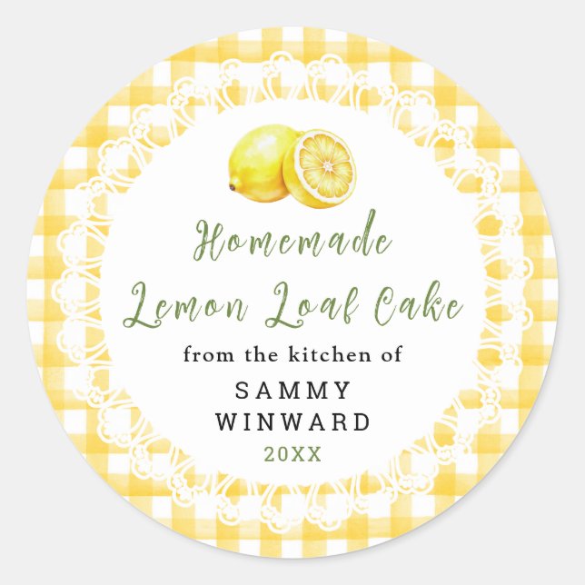 Homemade Lemon Loaf Cake Label (Front)