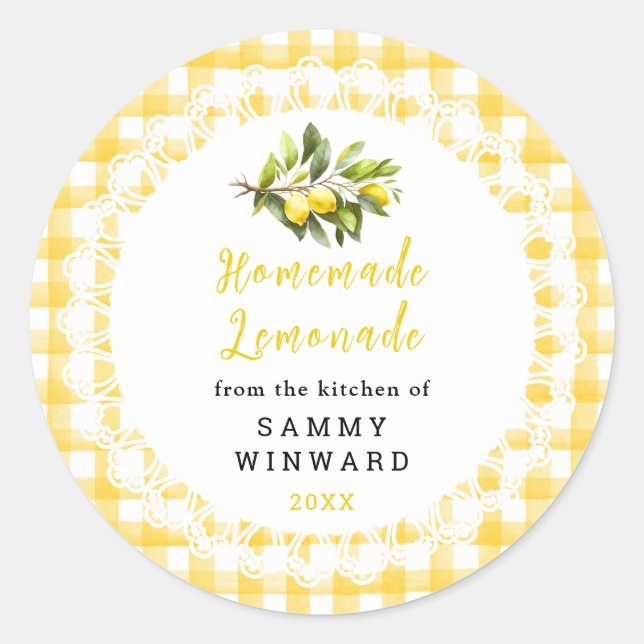 Homemade Lemonade Drink Label (Front)