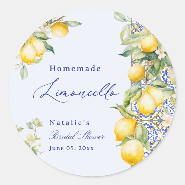 Homemade Limoncello Bridal Shower Thank you Classic Round Sticker (Front)