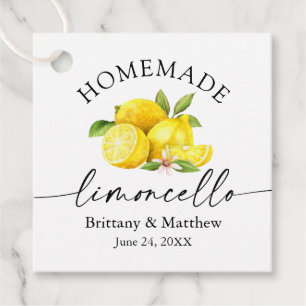 Homemade Limoncello Calligraphy Watercolor Lemons  Favour Tags